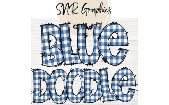Blue Gingham Doodle Letters: A Creative Tool for Digital Scrapbooking and More