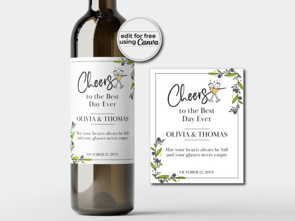Editable Wedding Wine Label Template