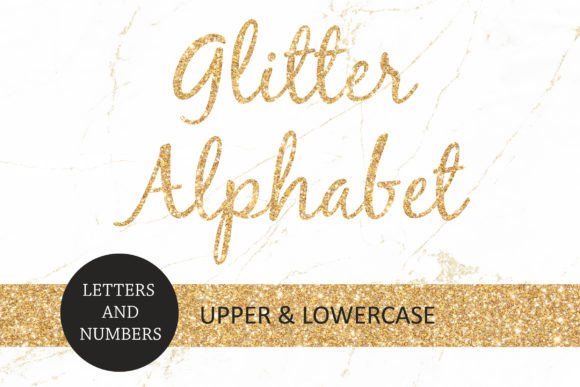 Gold Glitter Alphabet for Digital Design Projects