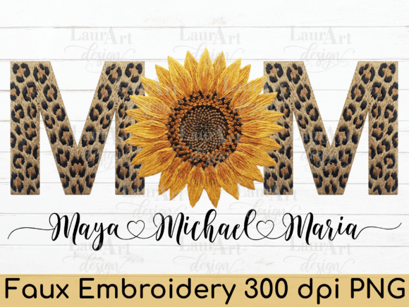 MOM Leopard Sunflower Faux Embroidery: A Versatile Digital Design for Creative Projects