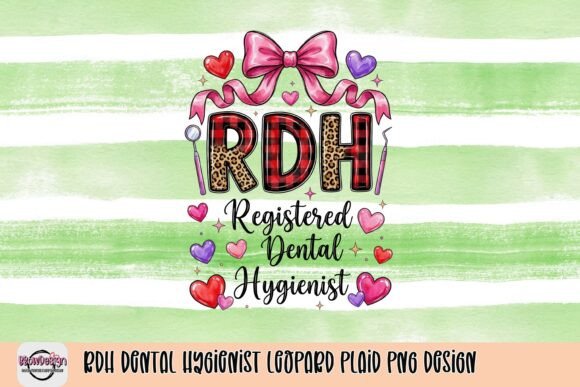 RDH Dental Hygienist Leopard Plaid PNG Design